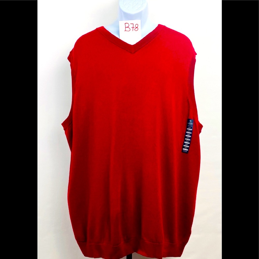 Hart Schaffner Marx  Mens V Neck Vest Sz 3XT Big Tall  100% Red MERINO WOOL